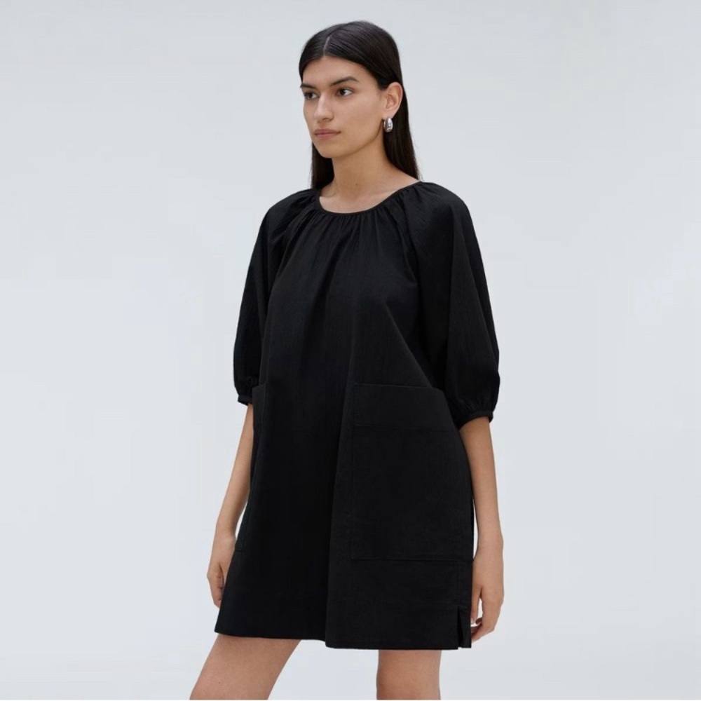 Everlane The Seersucker Puff Sleeve Dress in XS